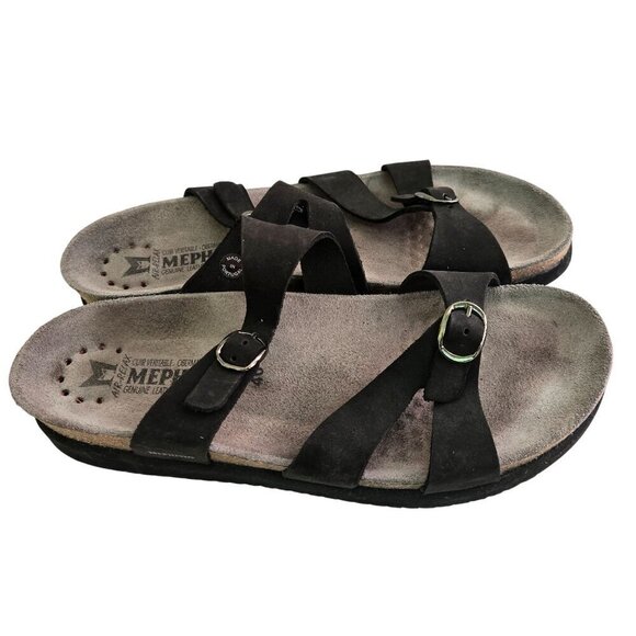 Mephisto Hannel Black Suede Comfort Support Sandals Size 40/10 - Picture 2 of 8